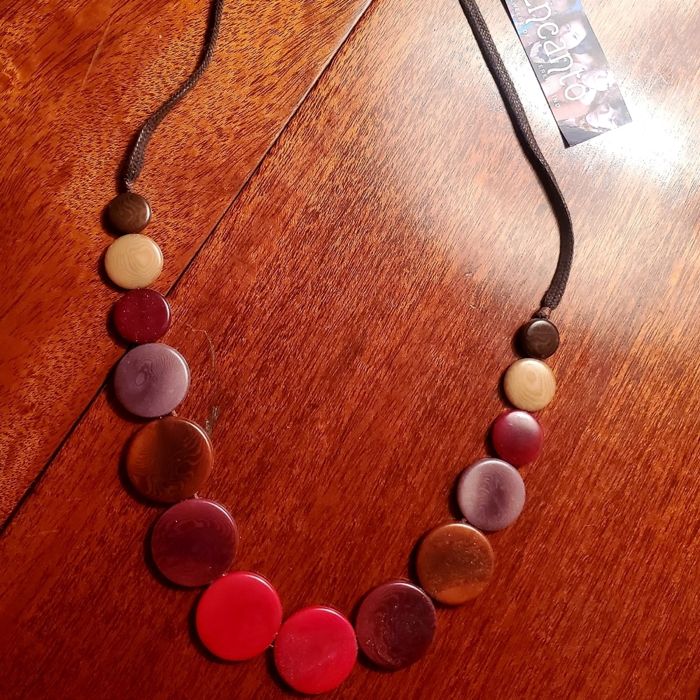Encanto Colorful Tagua Disks Adjustable Necklace